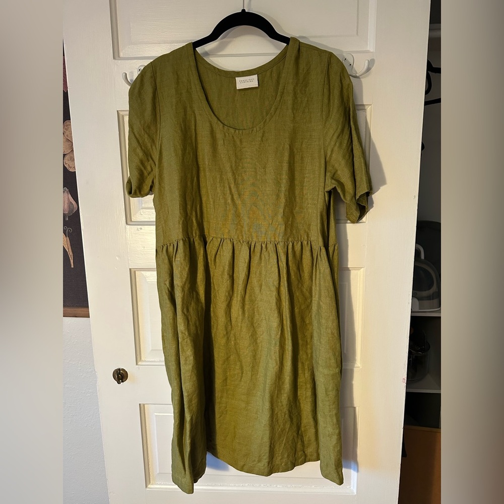 Conscious Clothing Green Linen Dress - Picture 3 of 11